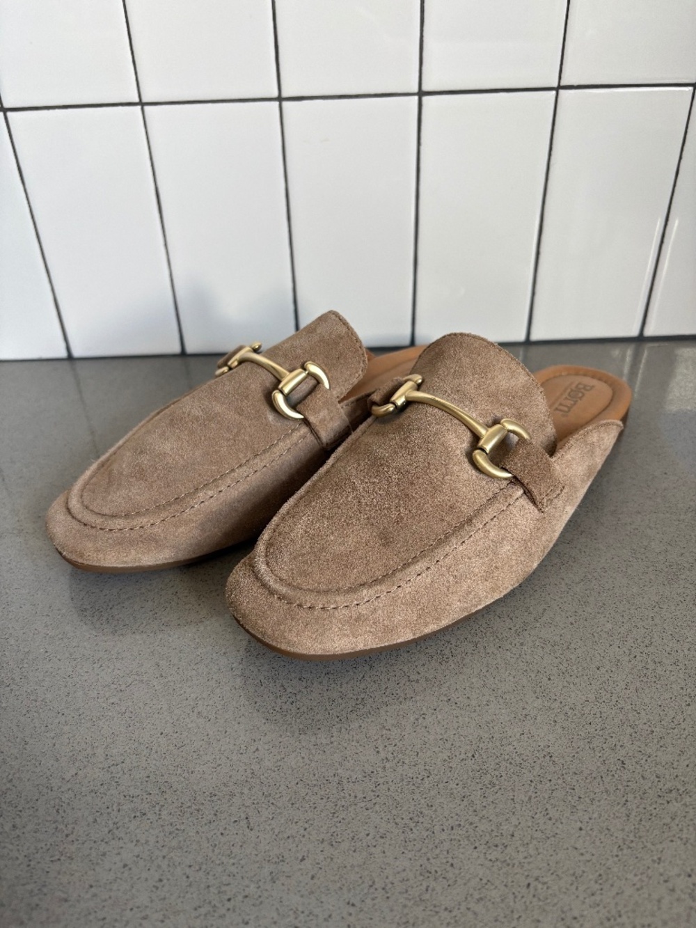 Born brand suede mules with horse bit decoration - size 8
